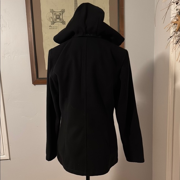 Black Double-Breasted Pea Coat with Wide Collar - Picture 6 of 9